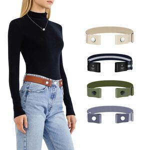3817 Belts For Women/men Buckle Free Elastic Belt Invisible No Stretch
